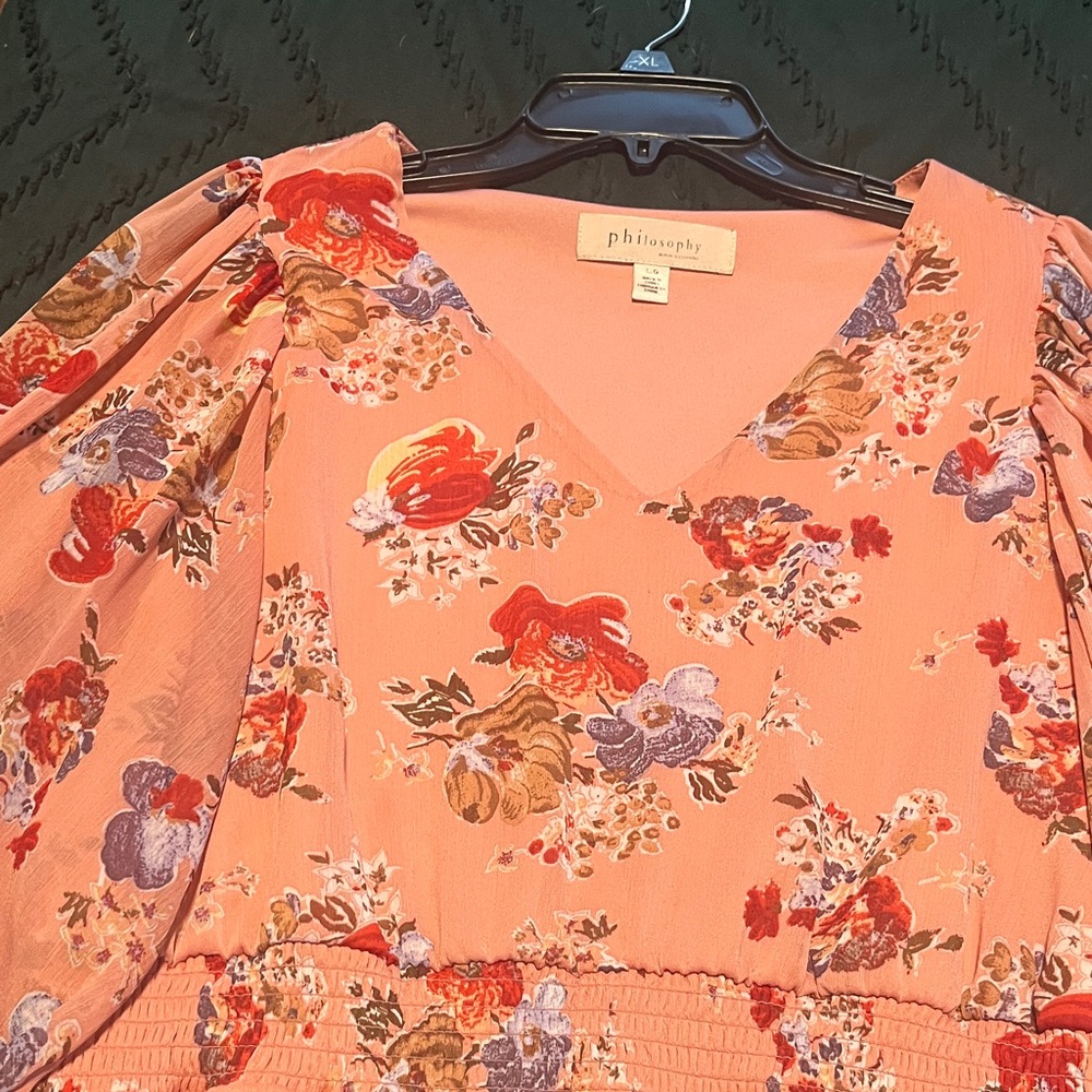 Philosophy Peach Floral V-Neck Top